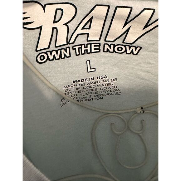 Nice Men RAW Baby Blue Chenille Crew Neck - Light Blue size large Good Condition - Picture 4 of 5